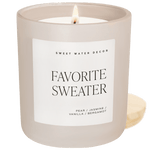 Favorite Sweater Soy Candle - Tan Matte Jar - 15 oz (Cashmere and Vanilla) White Cliff Studio Candles and Candle Accessories