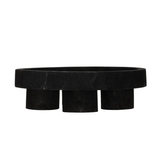 Decorative Paulownia Wood Footed Tray, Black