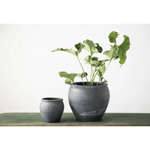 Large Terracotta Planter, Distressed Matte Black Finish