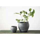 Large Terracotta Planter, Distressed Matte Black Finish