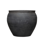 Large Terracotta Planter, Distressed Matte Black Finish