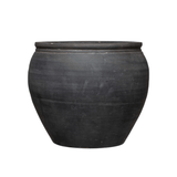 Large Terracotta Planter, Distressed Matte Black Finish