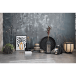 Decorative Paulownia Wood Footed Tray, Black