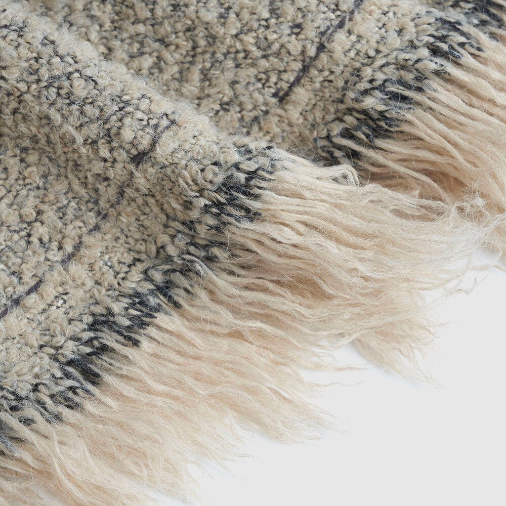 Alpone Fringed Throw Blanket, Oat