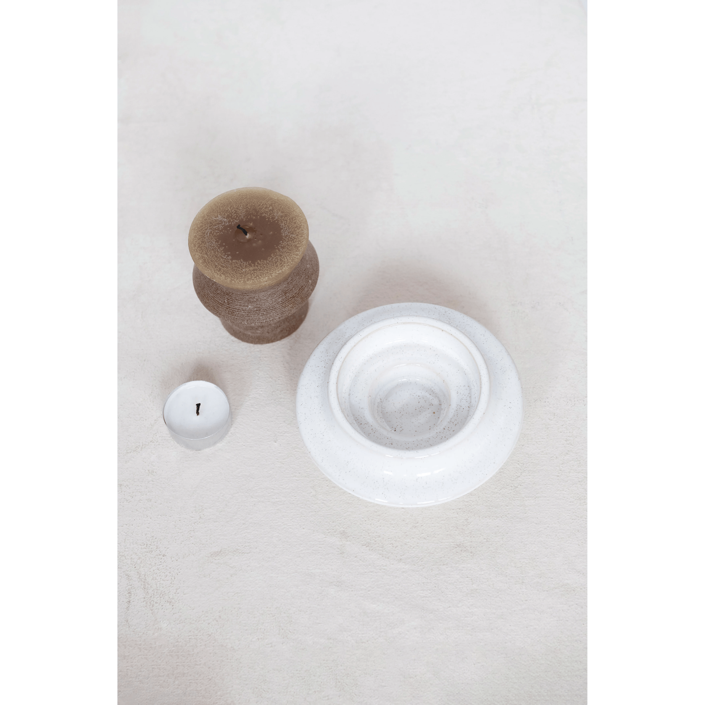 Stoneware Tea Light / Pillar Candle Holder White Cliff Studio Candles and Candle Accessories