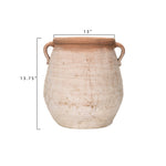 Large Terracotta Urn with Whitewash Finish