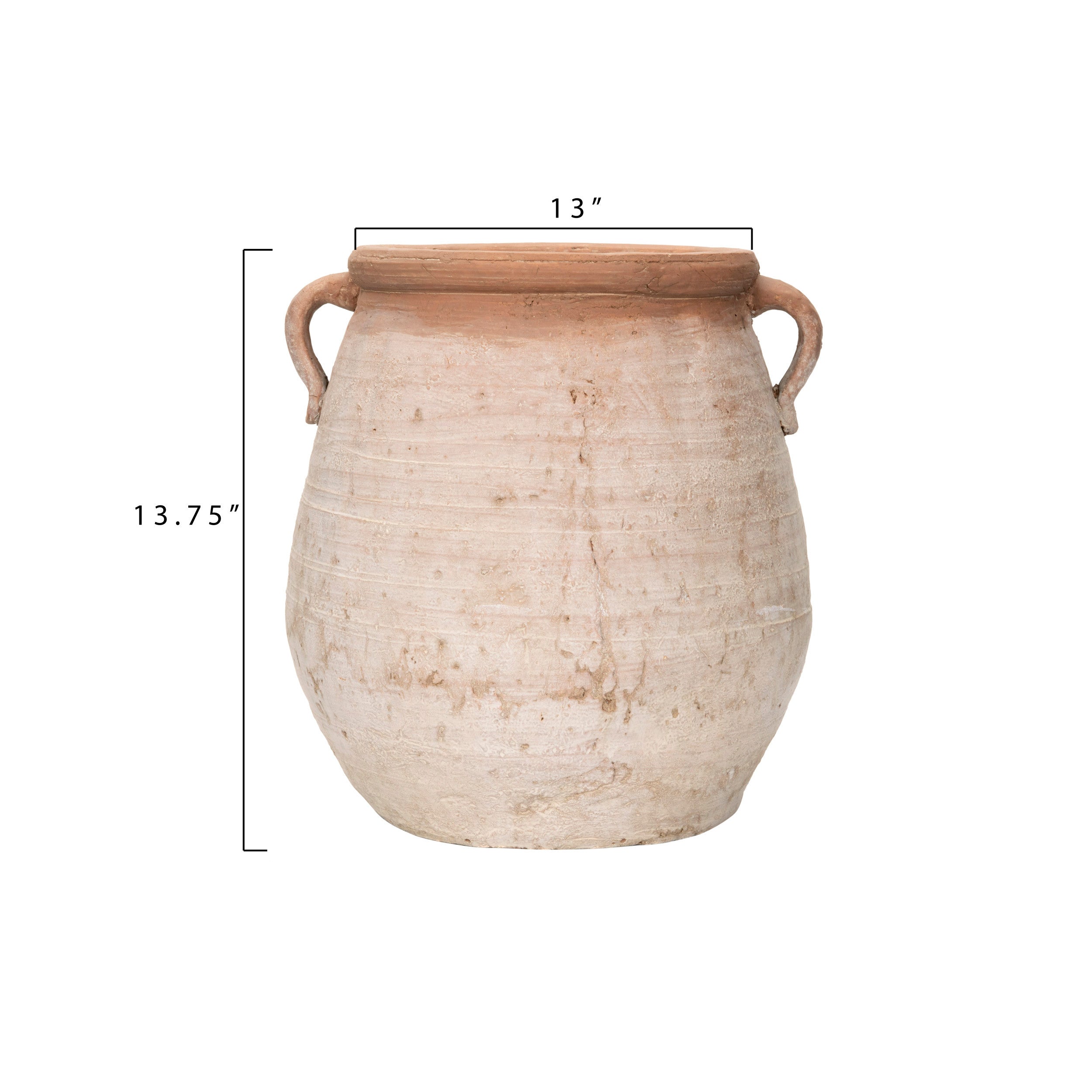 Large Terracotta Urn with Whitewash Finish