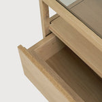 Spindle Oak & Glass Bedside Table / Nightstand