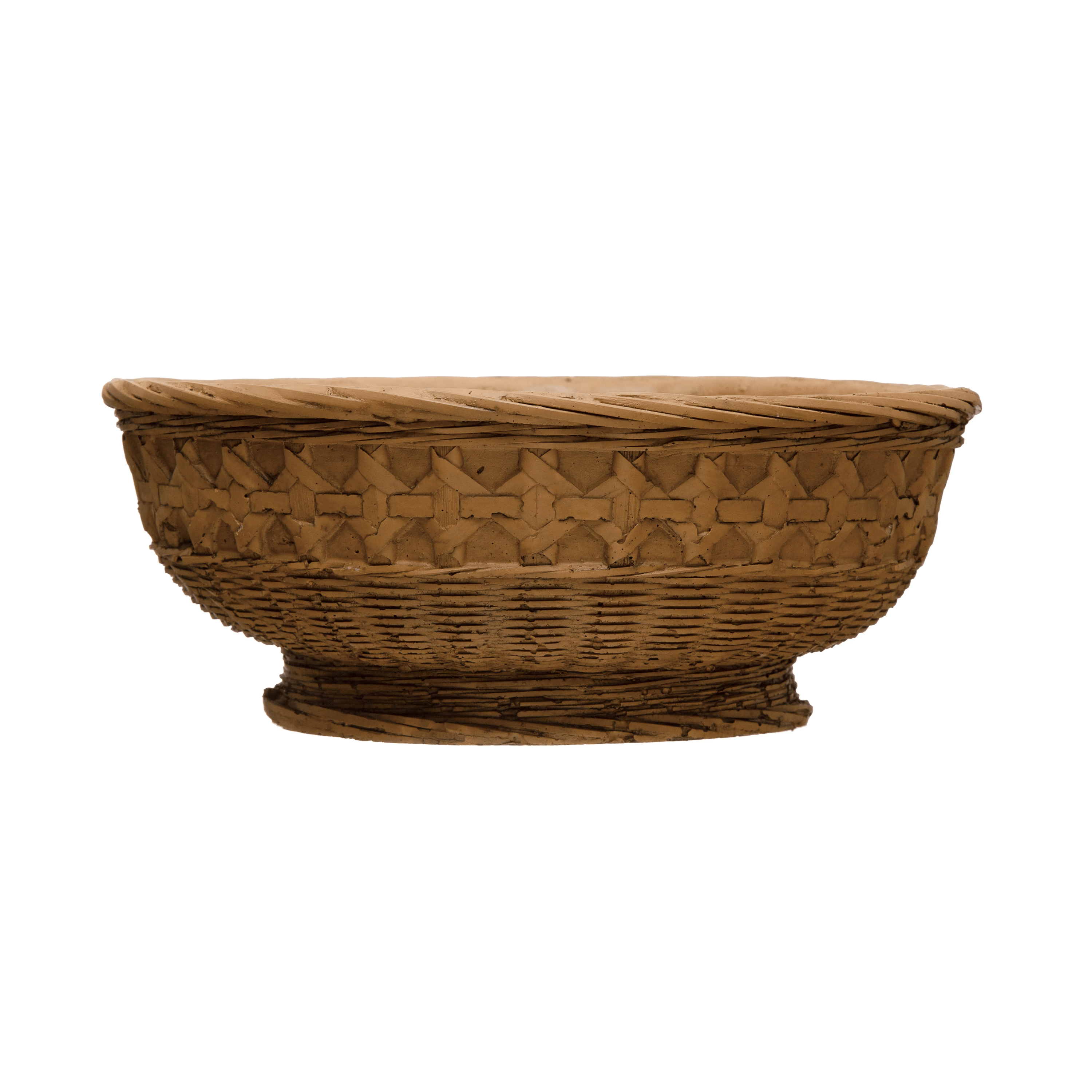 Decorative Debossed Cement Bowl / Planter, Woven Design White Cliff Studio Planters