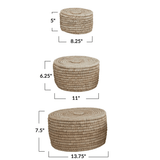 Hand - Woven Storage Baskets with Lids, Set of 3