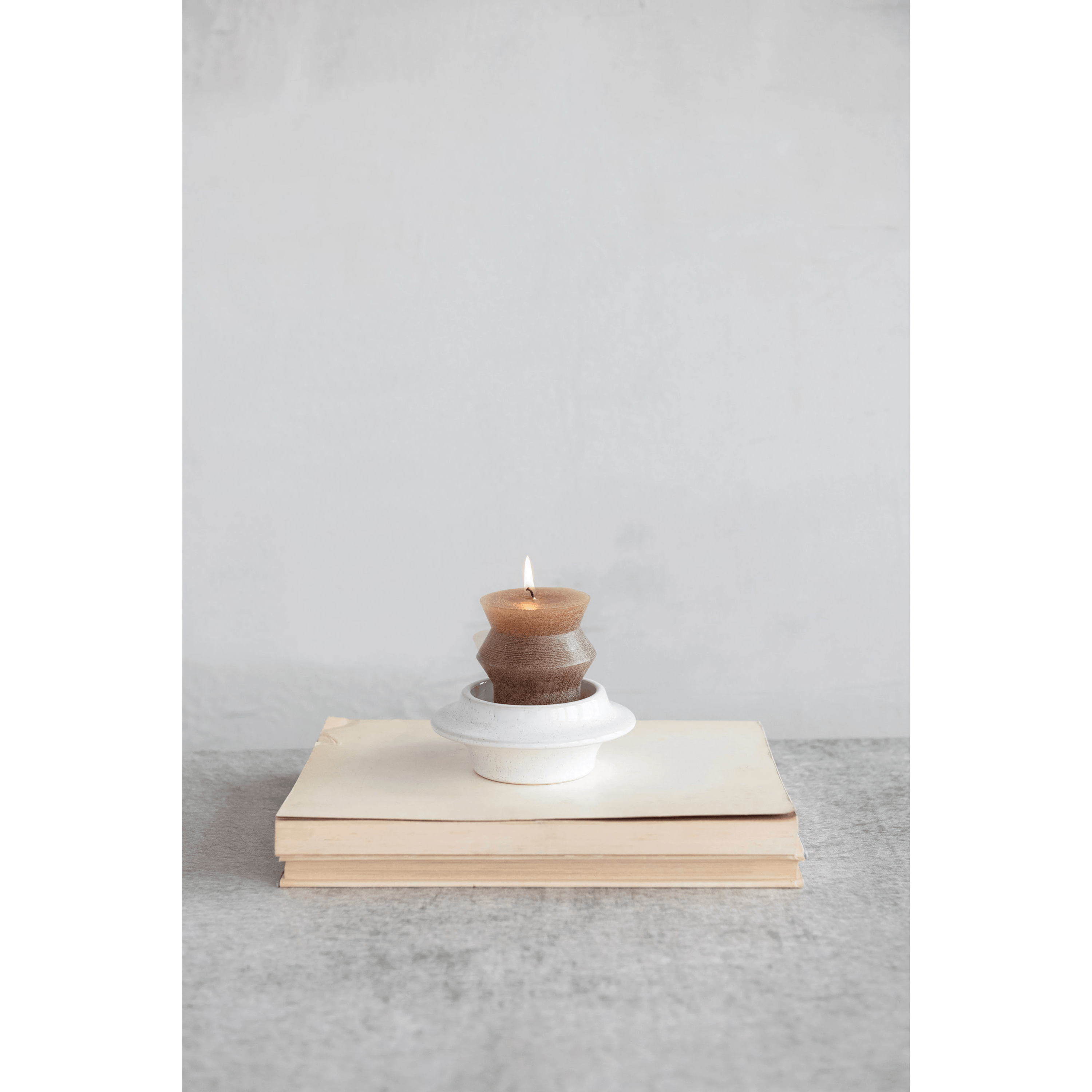 Stoneware Tea Light / Pillar Candle Holder White Cliff Studio Candles and Candle Accessories