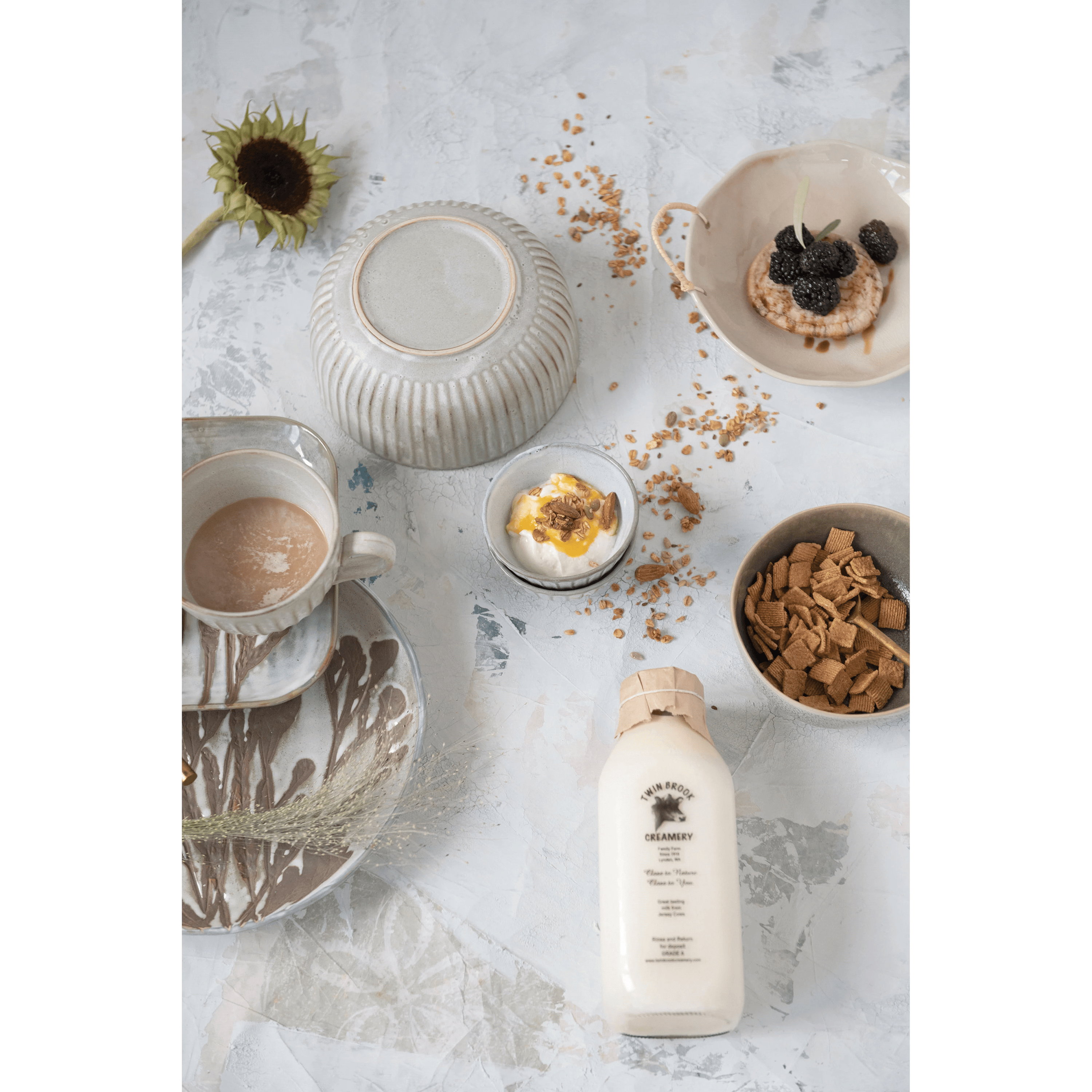 Stoneware Pleated Bowl, Cream Glaze Finish White Cliff Studio Bowls