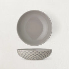 Stoneware Bowl with Grey Hand - Stamped Pattern