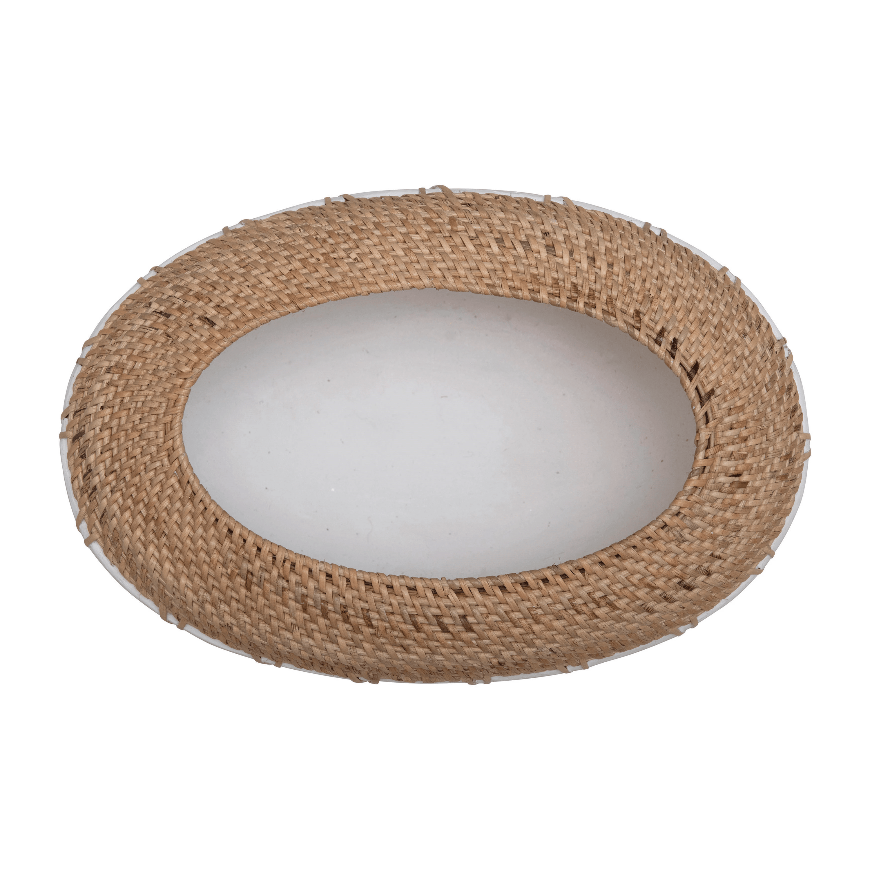 Benton Terracotta Planter with Hand - Woven Rattan Stitching White Cliff Studio Planters