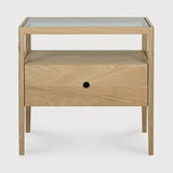 Spindle Oak & Glass Bedside Table / Nightstand