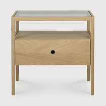 Spindle Oak & Glass Bedside Table / Nightstand White Cliff Studio Nightstands