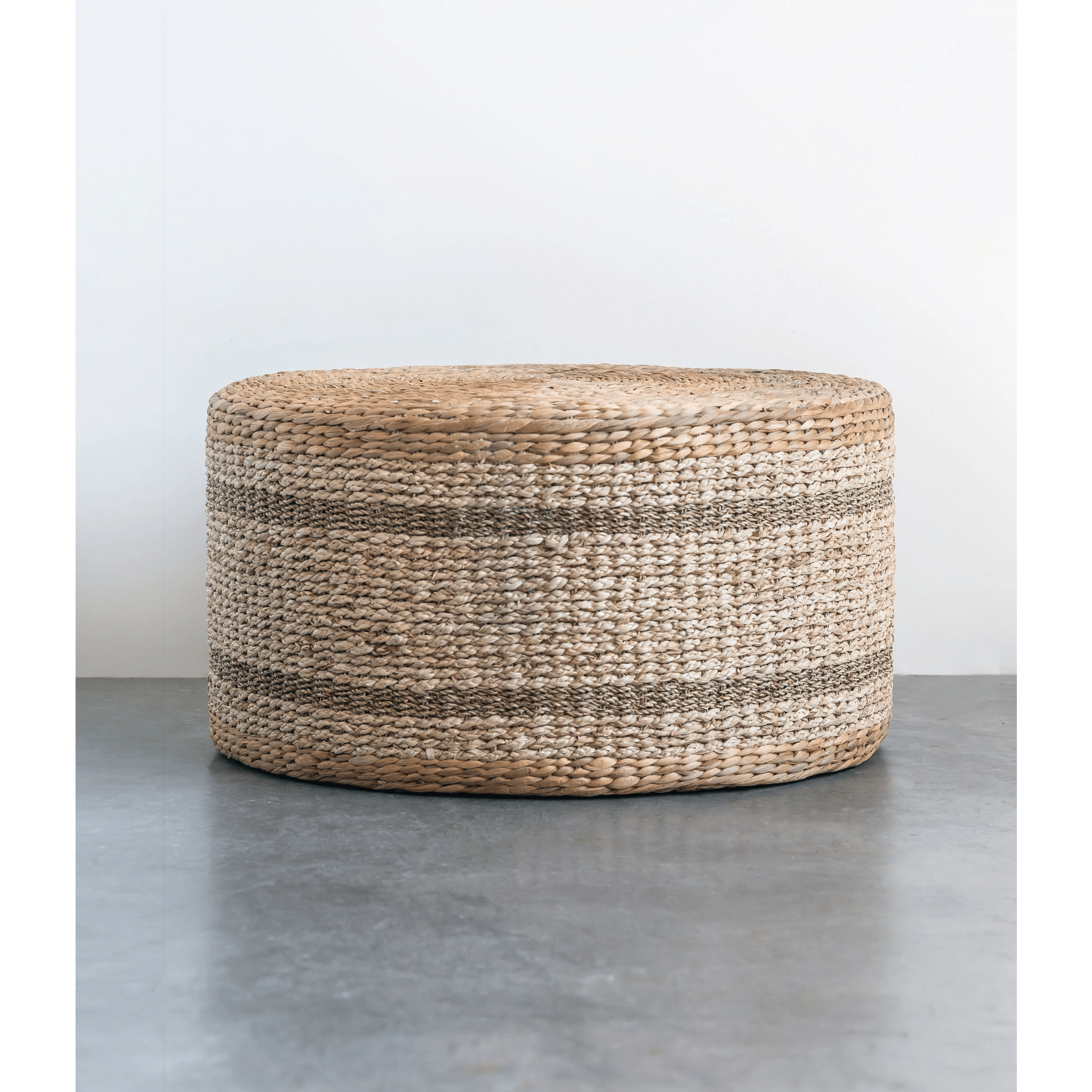 Water Hyacinth + Seagrass Round Pouf Ottoman