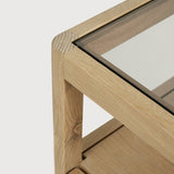 Spindle Oak & Glass Bedside Table / Nightstand