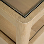 Spindle Oak & Glass Bedside Table / Nightstand