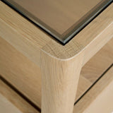 Spindle Oak & Glass Bedside Table / Nightstand
