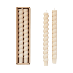 Unscented Tapered Twist Candles, Set of 2 (3 Color Options) White Cliff Studio Candles and Candle Accessories