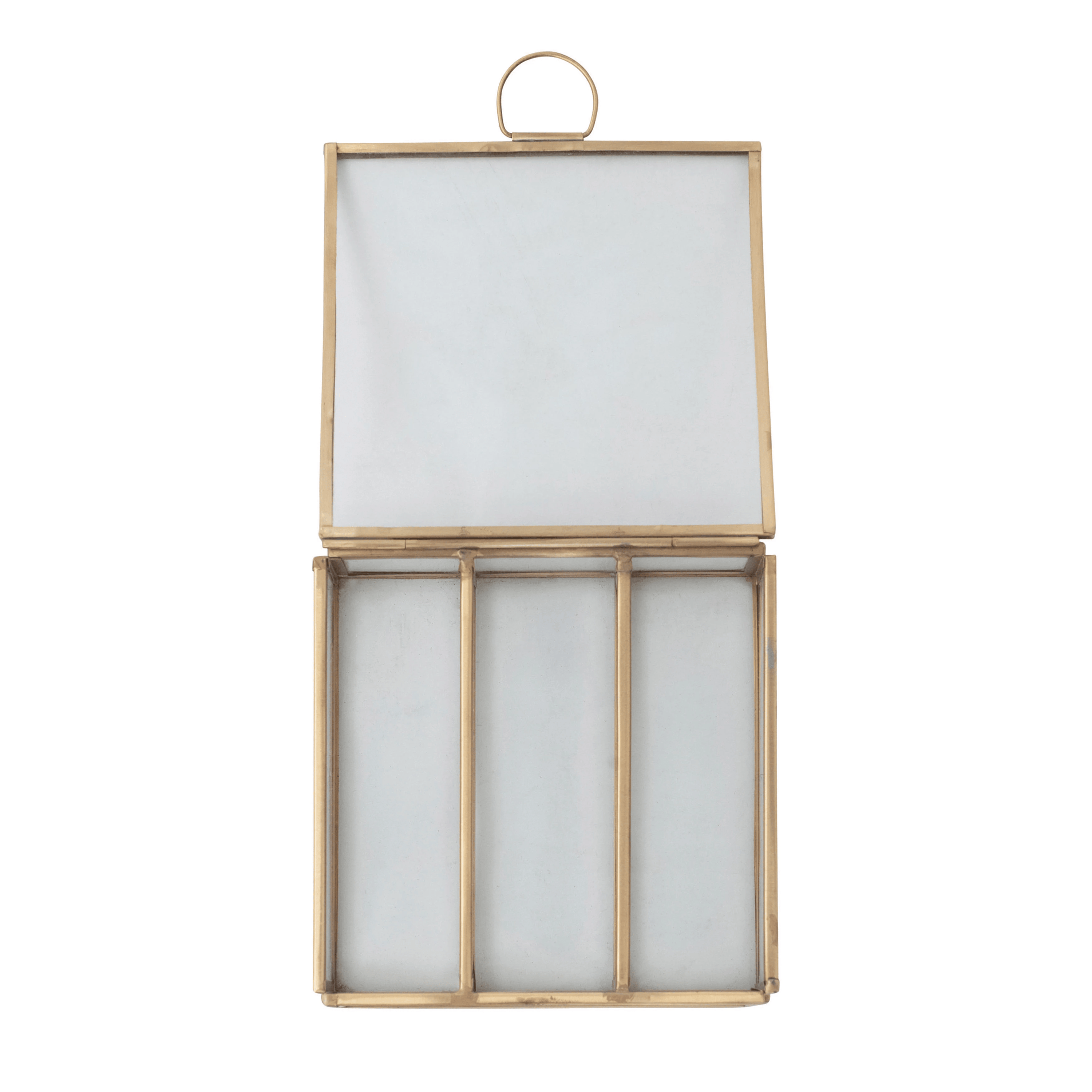 Brass and Glass Storage Box with 3 Compartments White Cliff Studio Boxes