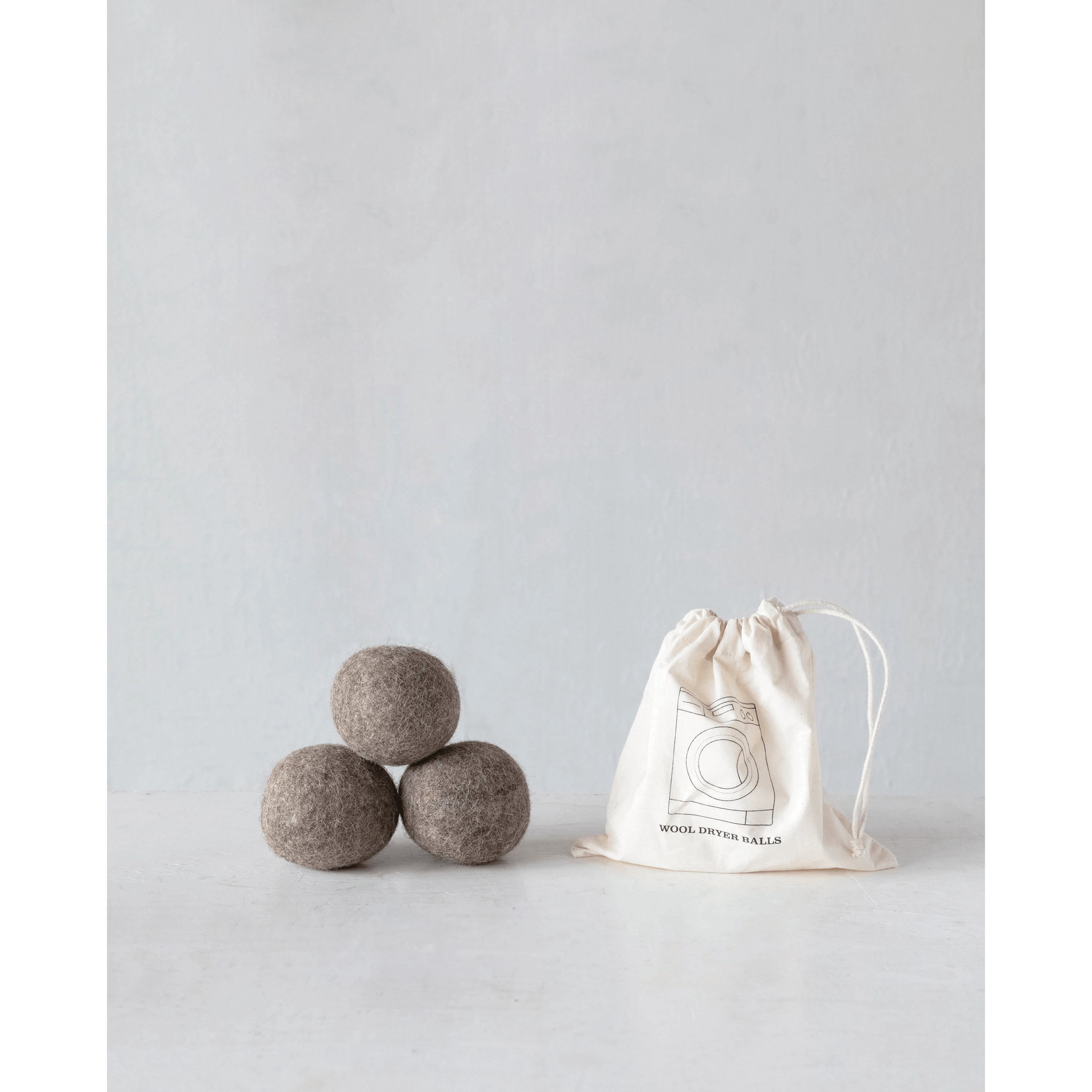 Wool Felt Dryer Balls, Set of 3 White Cliff Studio Laundry Accessories