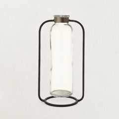 Glass Bud Vase in Metal Stand