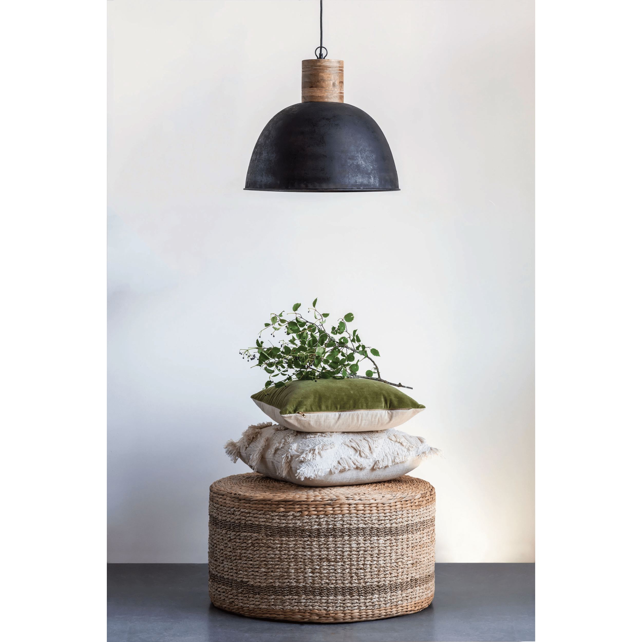 Water Hyacinth + Seagrass Round Pouf Ottoman