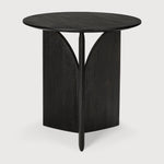 Fin side table - varnished teak - black - round White Cliff Studio Side Table