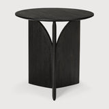 Fin side table - varnished teak - black - round White Cliff Studio Side Table