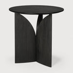 Fin side table - varnished teak - black - round White Cliff Studio Side Table