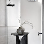 Fin side table - varnished teak - black - round White Cliff Studio Side Table