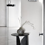 Fin side table - varnished teak - black - round White Cliff Studio Side Table