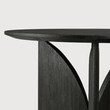 Fin side table - varnished teak - black - round White Cliff Studio Side Table