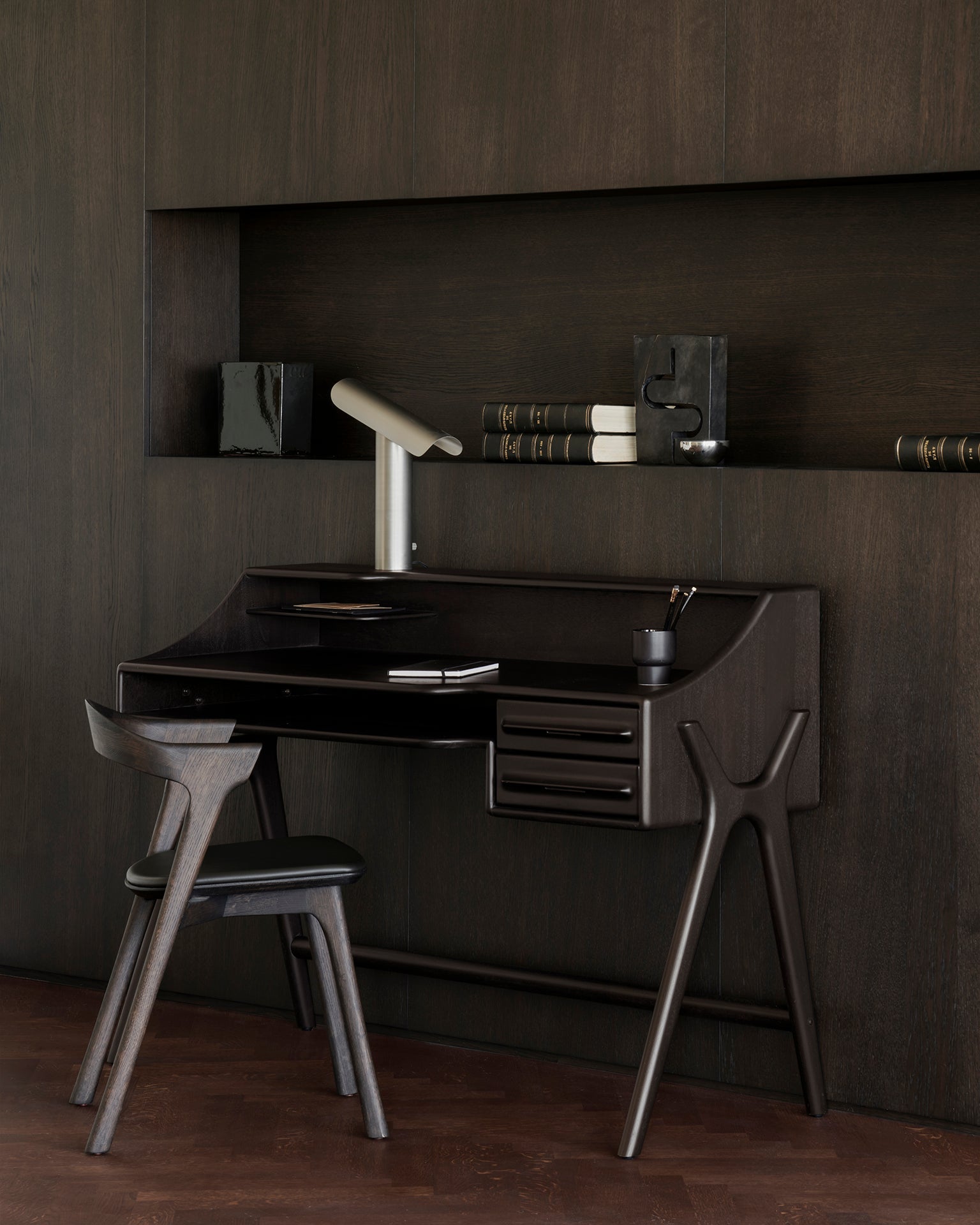 Flow desk - varnished mahogany - rose brown - 2 drawers - rectangular White Cliff Studio Desk