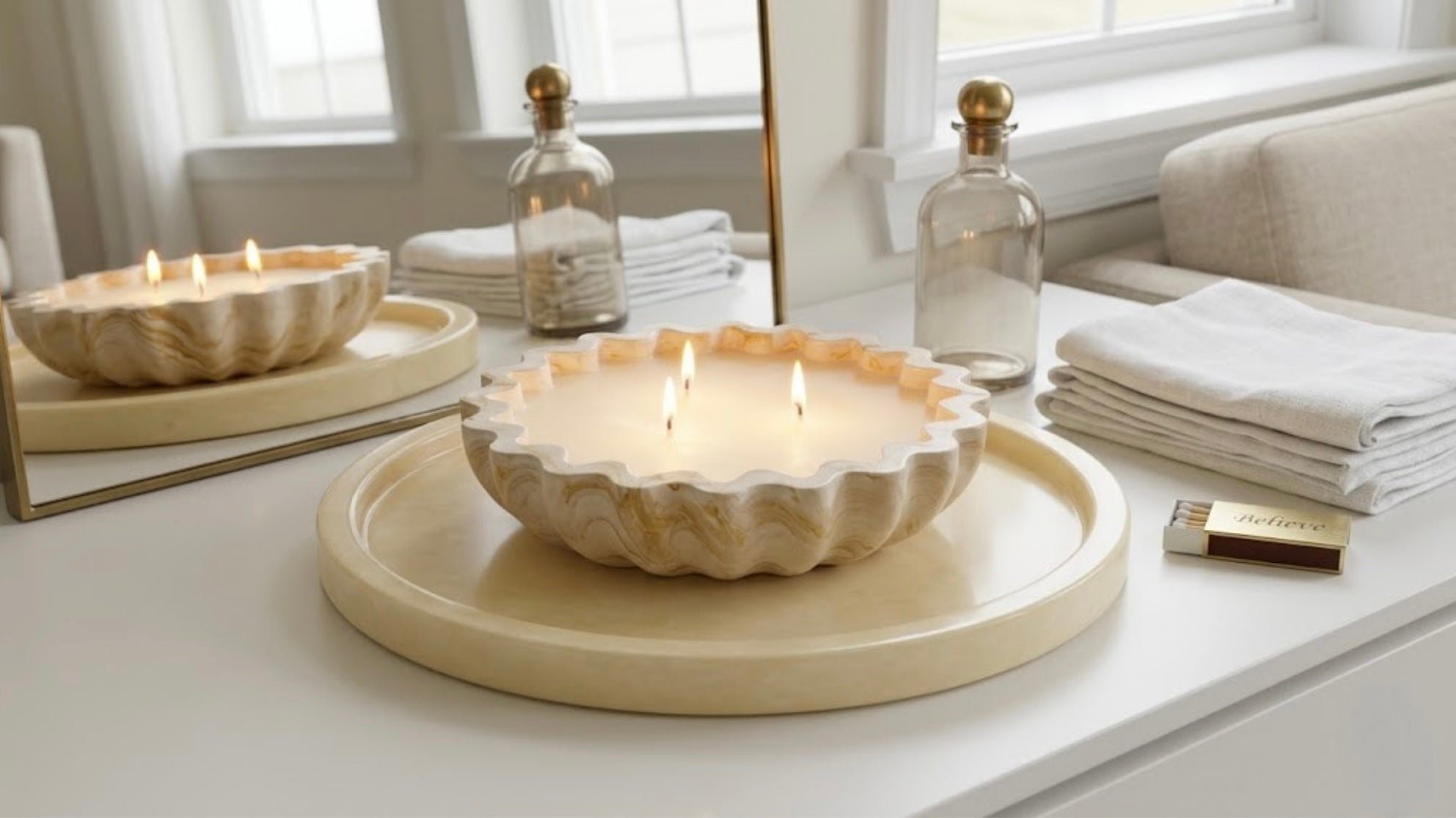 Fluted Candle Bowl White Cliff Studio Candles