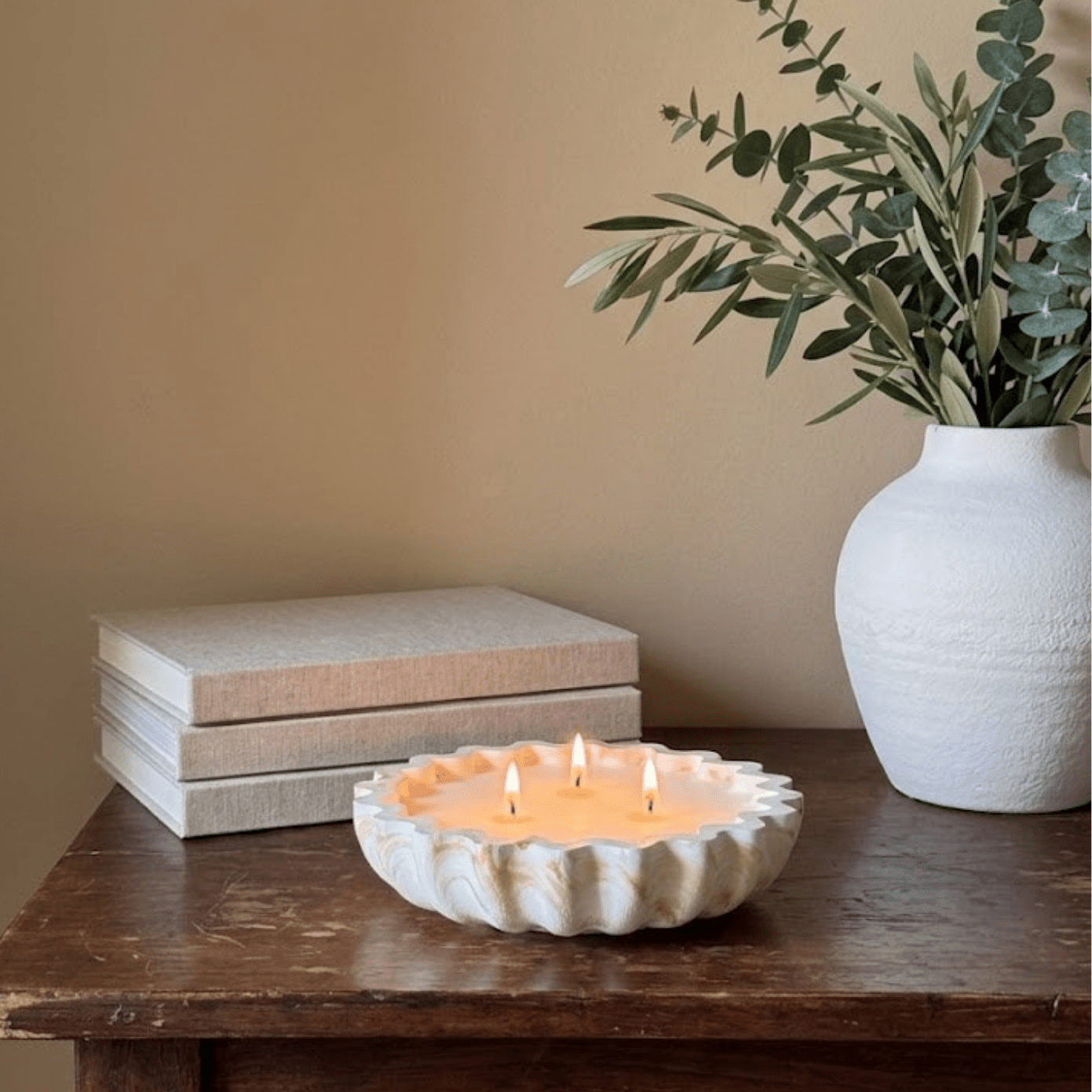 Fluted Candle Bowl White Cliff Studio Candles