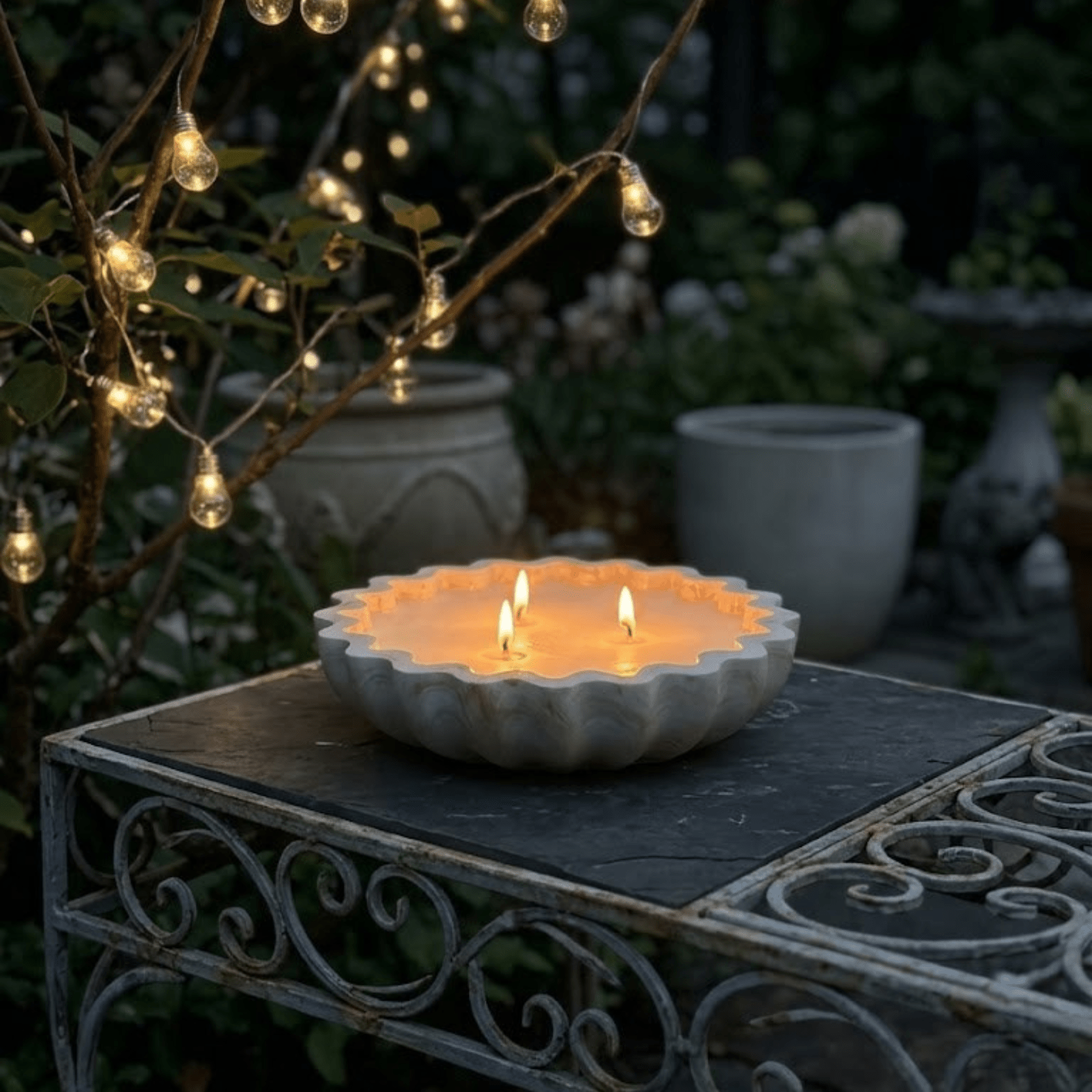 Fluted Candle Bowl White Cliff Studio Candles