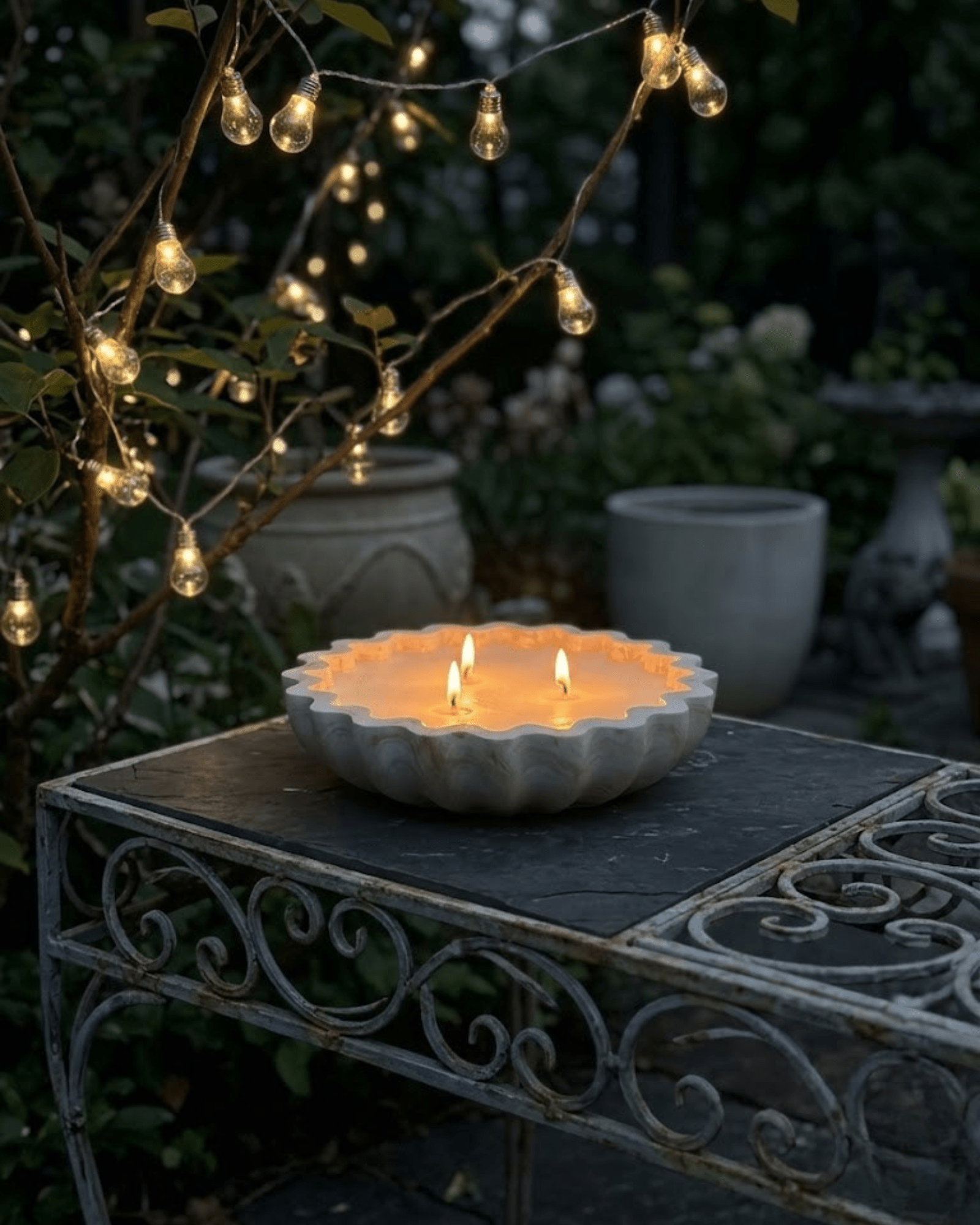 Fluted Candle Bowl White Cliff Studio Candles