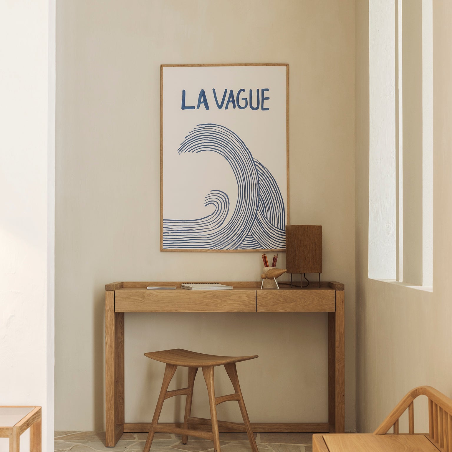 Frame desk - oak - 2 drawers - rectangular White Cliff Studio Desk