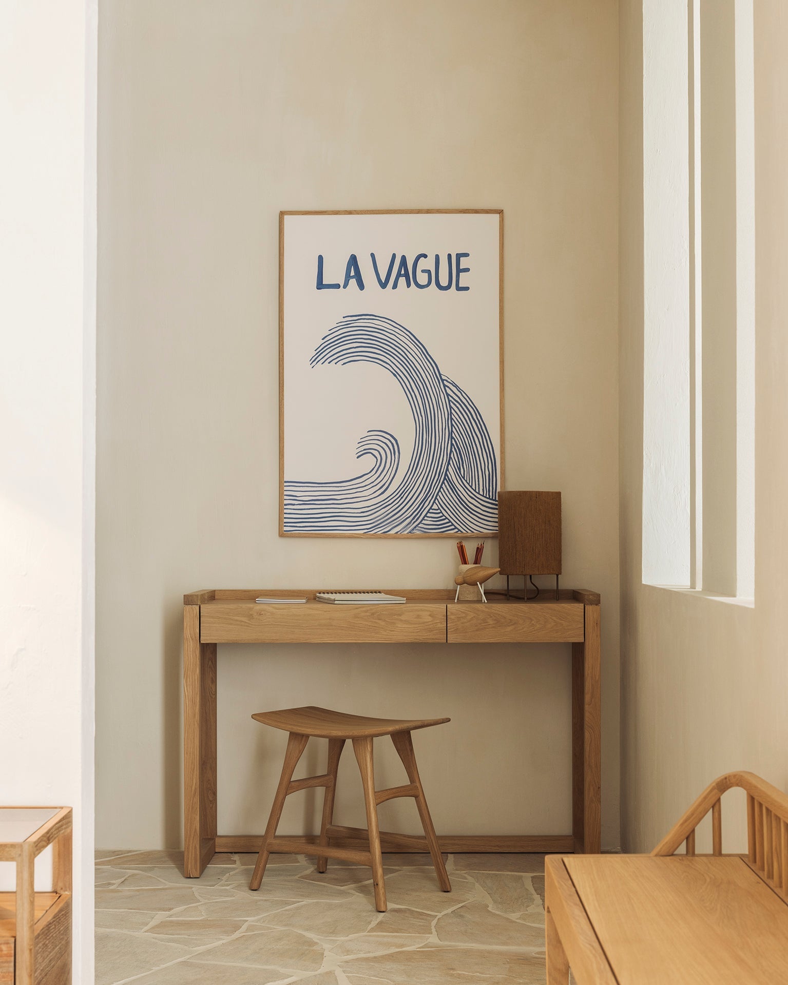 Frame desk - oak - 2 drawers - rectangular White Cliff Studio Desk