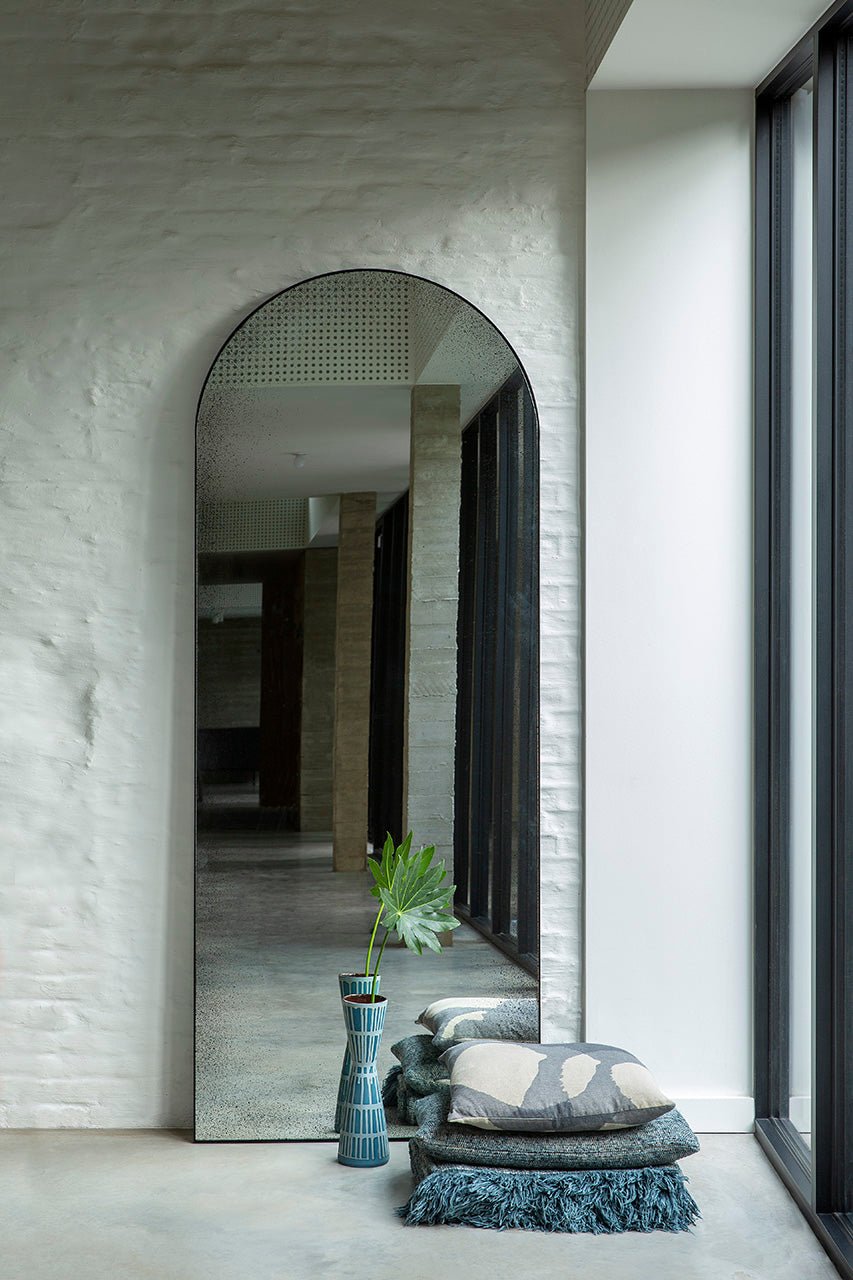 Gate floor mirror - Clear - black metal frame - medium aged White Cliff Studio Floor Mirror