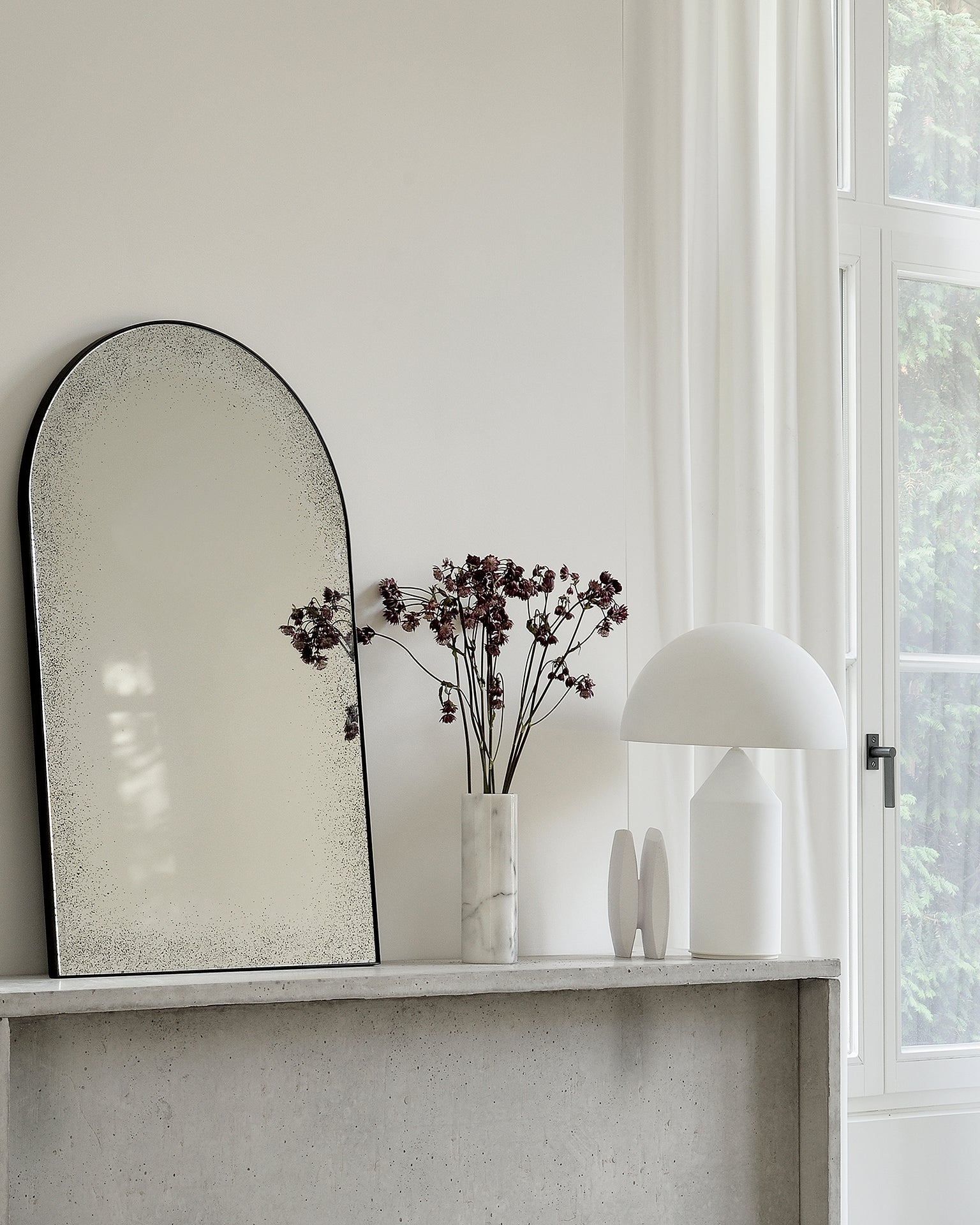 Gate wall mirror - Clear - black metal frame - medium aged White Cliff Studio Wall Mirror