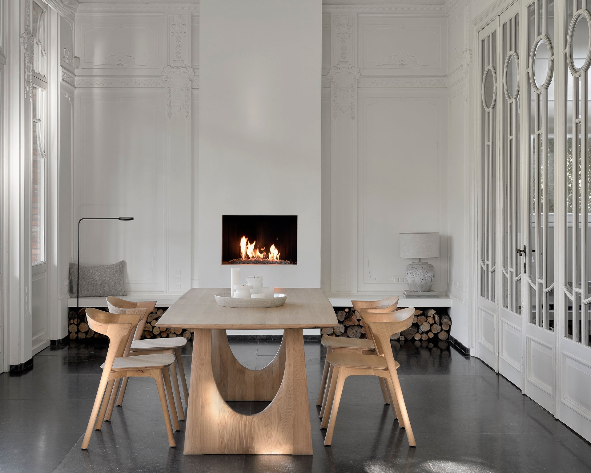 Geometric dining table - oak - rectangular White Cliff Studio Dining Table