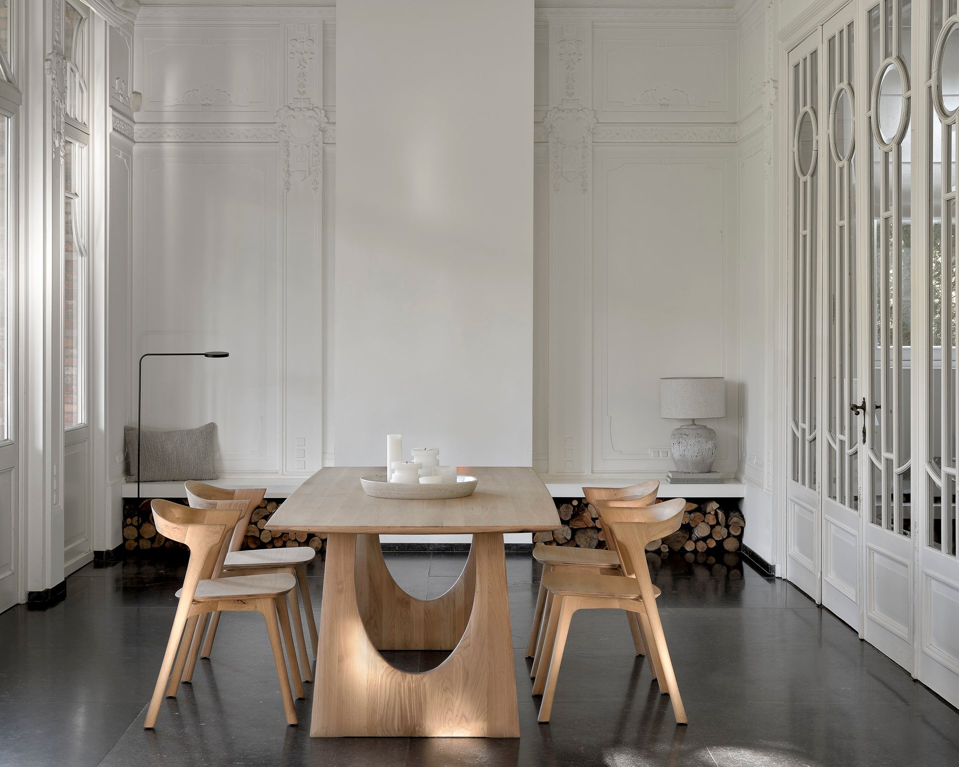 Geometric dining table - oak - rectangular White Cliff Studio Dining Table