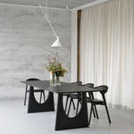 Geometric dining table - varnished oak - black - rectangular White Cliff Studio Dining Table