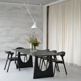 Geometric dining table - varnished oak - black - rectangular White Cliff Studio Dining Table