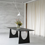 Geometric dining table - varnished oak - black - rectangular White Cliff Studio Dining Table