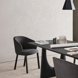 Geometric dining table - varnished oak - black - rectangular White Cliff Studio Dining Table